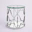 Table de bout ronde en verre avec rangement Pangea Home Benson Edward - Table d'appoint ronde moderne - Plateau en verre trempé avec base en acier argenté pour le salon ou la chambre à coucher - Table de bout / d'appoint en acier-1424012562