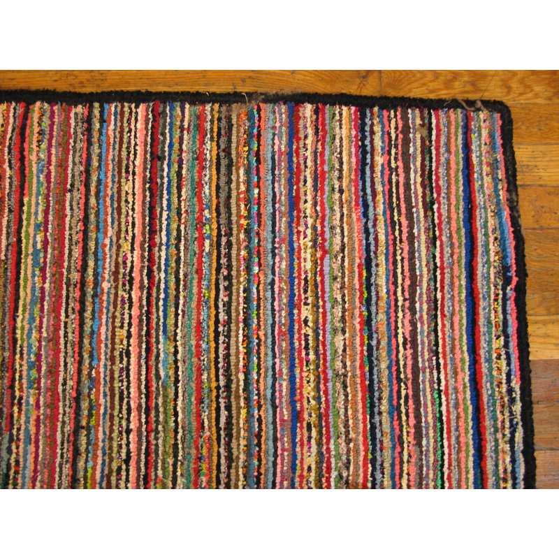 Antique American Hooked Allover Geometric Rug