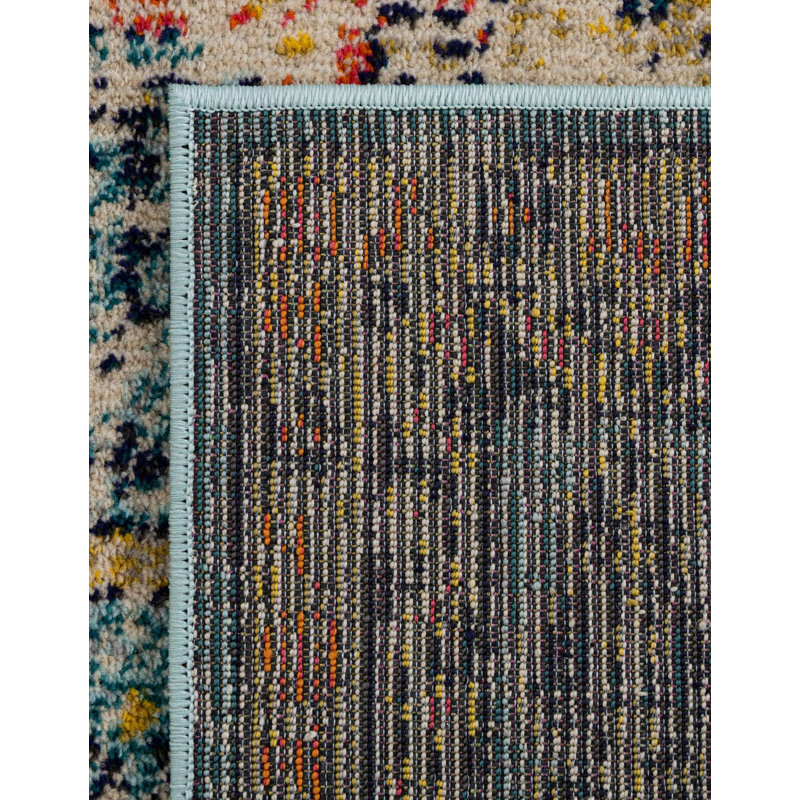 Tapis abstrait Ector, Teal, Rectangle 4'1" x 6'1"