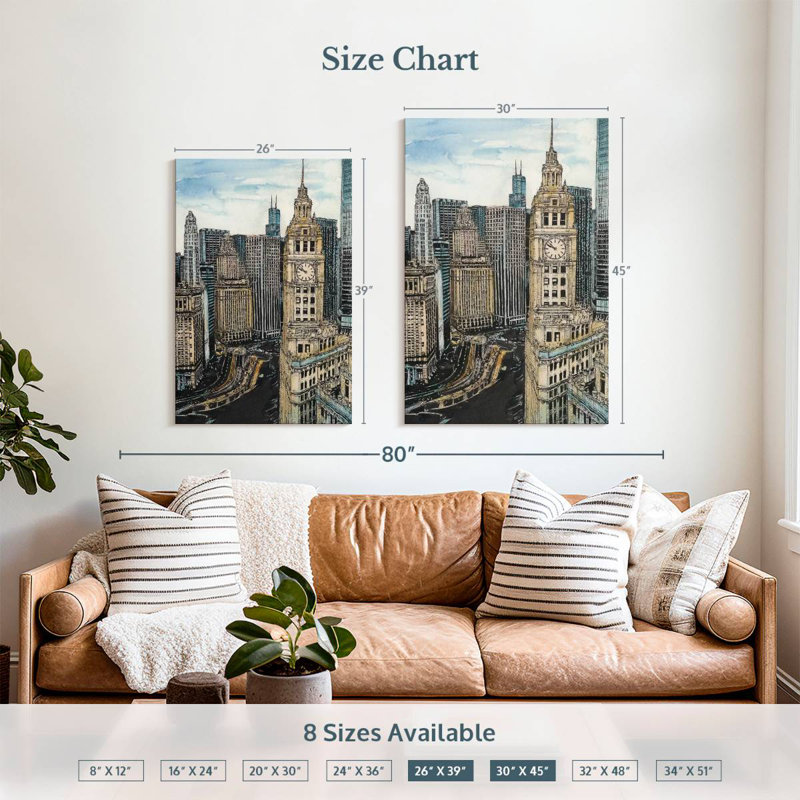 Sireci US Cityscape - Chicago, 39" H x 26" W