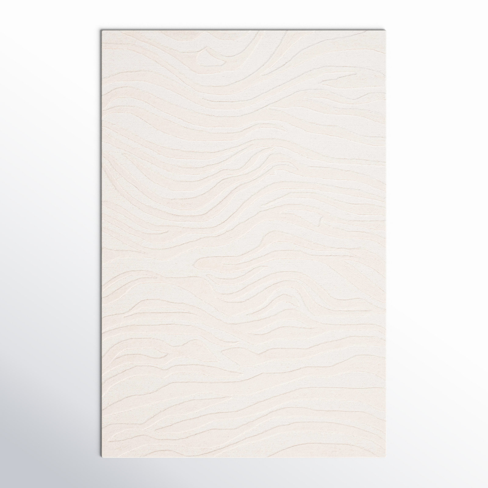 Burleson Ivory Hand-Tufted Abstract Wool Rug, Rectangle 6' x 9'