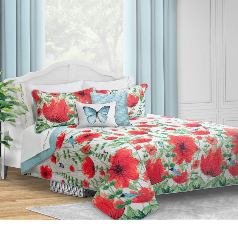 Blue Reversible Full Microfiber Quilt Set