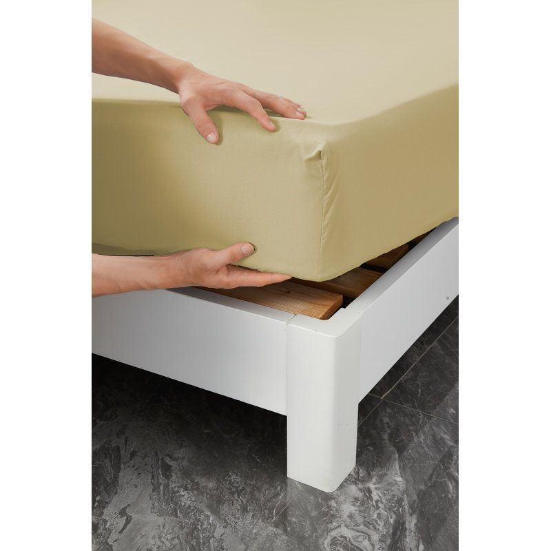 Ensemble de draps en rayonne , Beige, Ensemble de draps pour grand lit + un drap-housse 