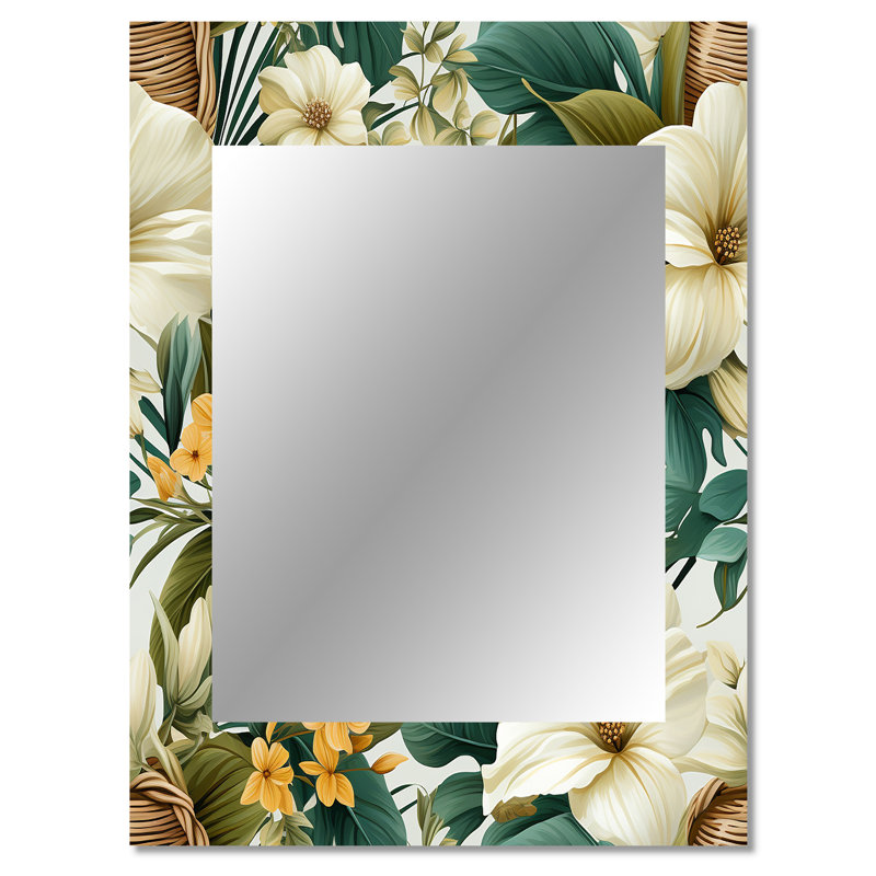 Averyl Boho Botanical Oasis Palm - miroir mural tropical, botanique, floral décoratif, impression sur métal, 40 po x 30 po