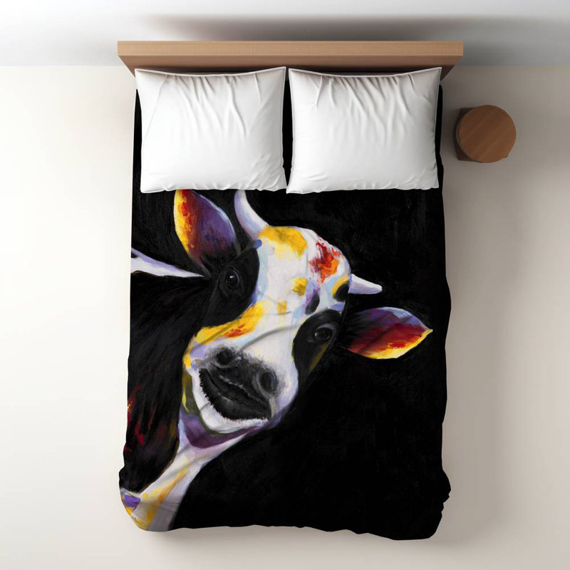 Polyester Sateen Duvet Cover, Twin Duvet, White One Funny Cow