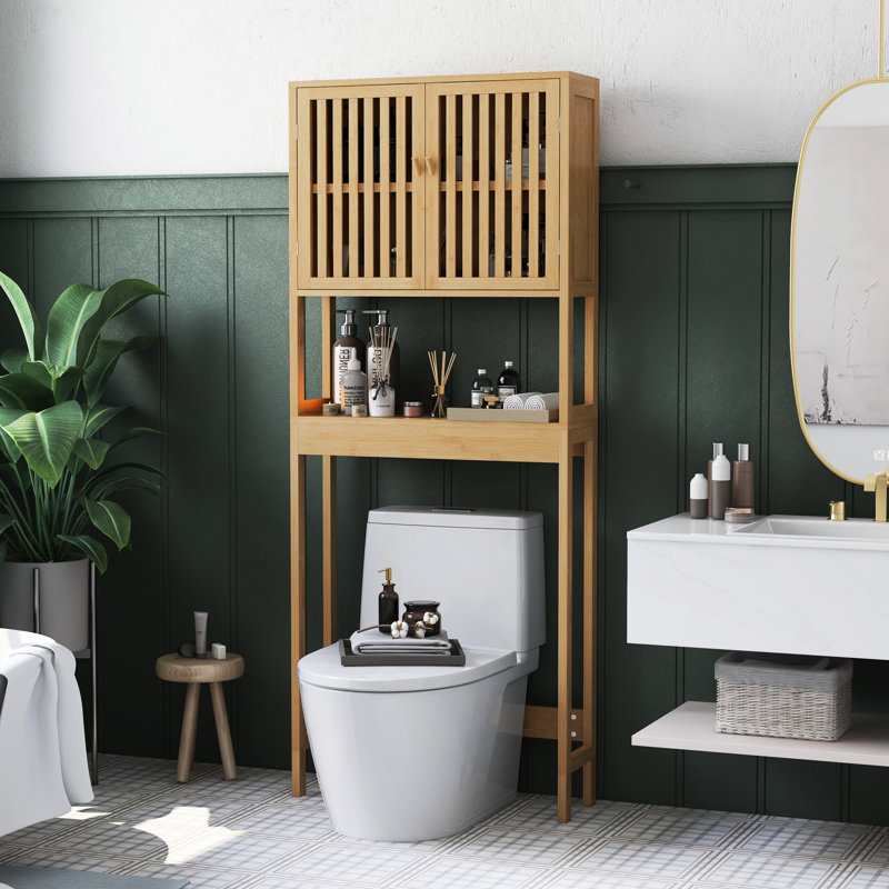 Armoire de rangement naturelle au-dessus de la toilette - beaucoup d'espace avec tablette réglable et conception ouverte