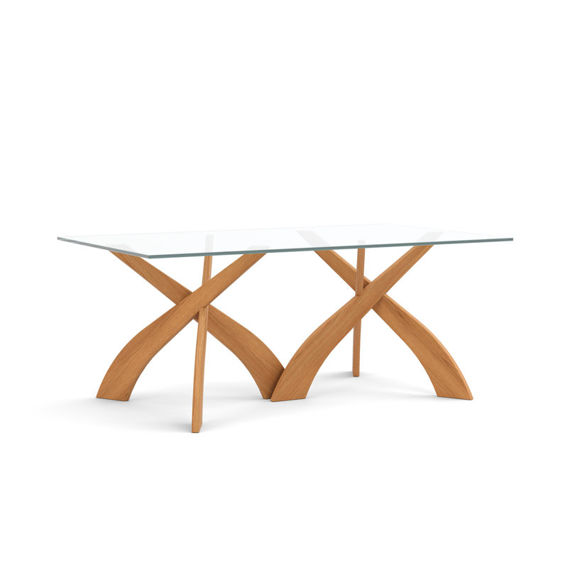 Entwine - Table rectangulaire en verre, H 30 po x L 42 po x l 72 po, Cerisier naturel / transparent