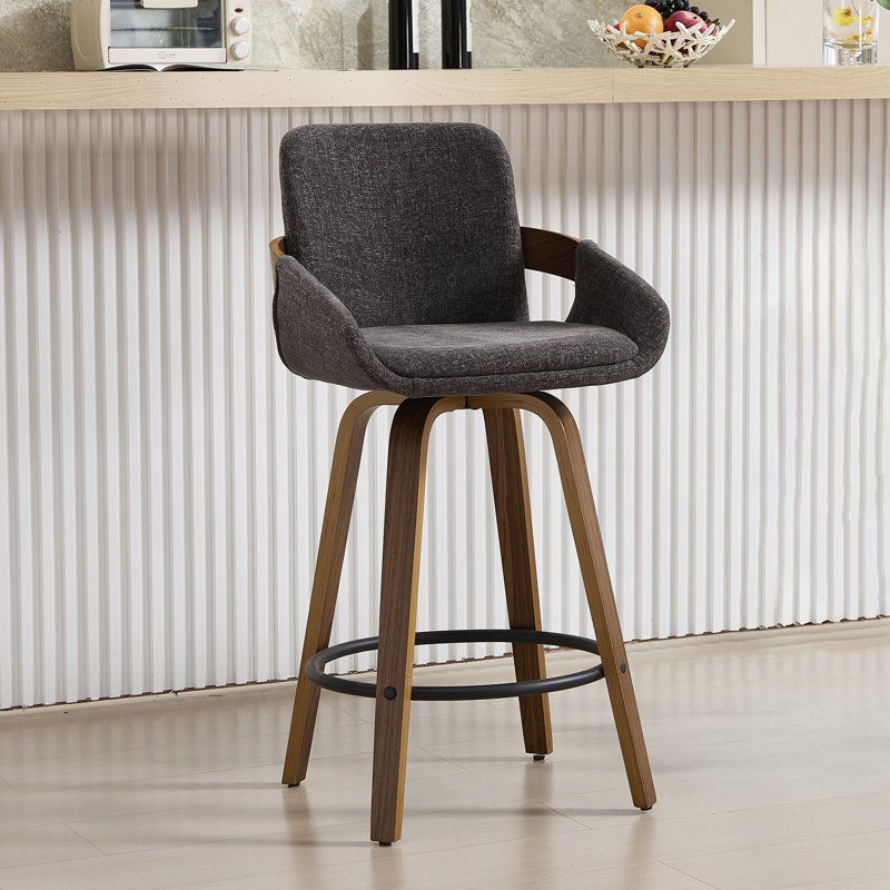 Tabouret de bar et de comptoir pivotant, Gris foncé, 1