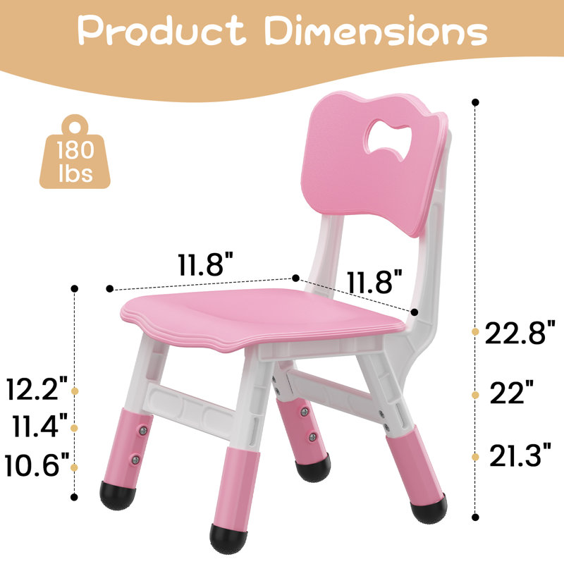 Kids Chair, 3 Level Height Adjustable Kid Chair, Plastic Toddler Chairs for Children Boys Girls Age 2-6, Suitable for Home Family Classroom Nursery Indoor Use