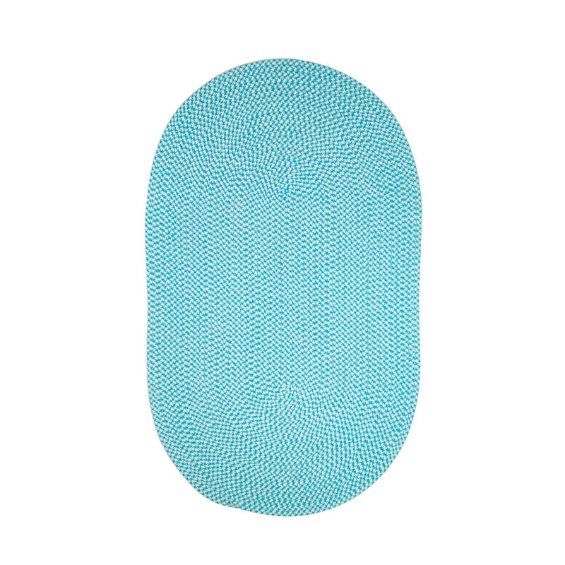 Tapis réversible intérieur / extérieur Jamestown - turquoise, Ovale 20 po x 30 po