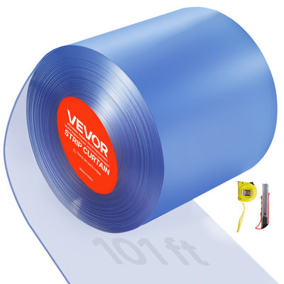 Rideau transparent en PVC, longueur 75 pi x 8 po de largeur, rouleau en vrac de bande de porte en plastique nervuré, bandes de rideau de congélateur à porte pour les portes d'un marché, d'un garage, d'un entrepôt, d'une animalerie