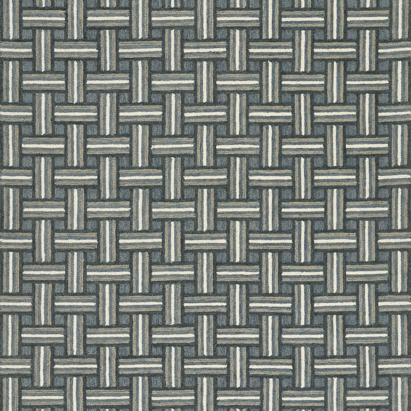Abbott Hand Tufted Wool Geometric Area Rug in Blue, Rectangle 9' x 12'