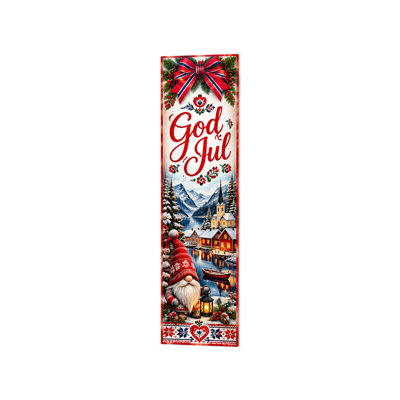 God Jul - Panneau de Noël norvégien Nisse pour porche et support - Patrimoine norvégien - Hauteur : 114 cm