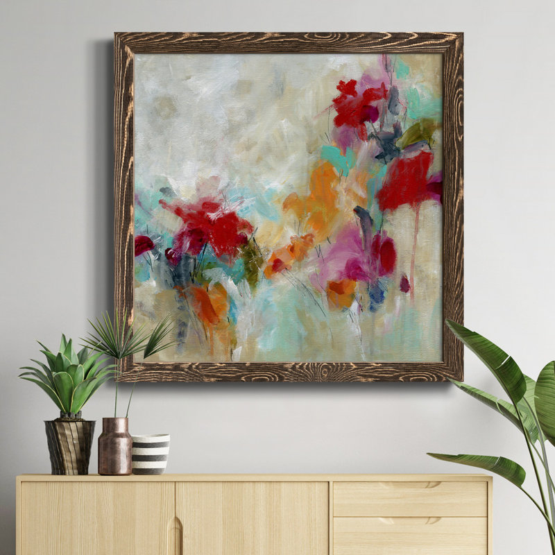 Boho Cacti I - cadre photo, reproduction d'art sur toile, Cadre noyer, H 27,5 po x l 27,5 po x P 1,5 po