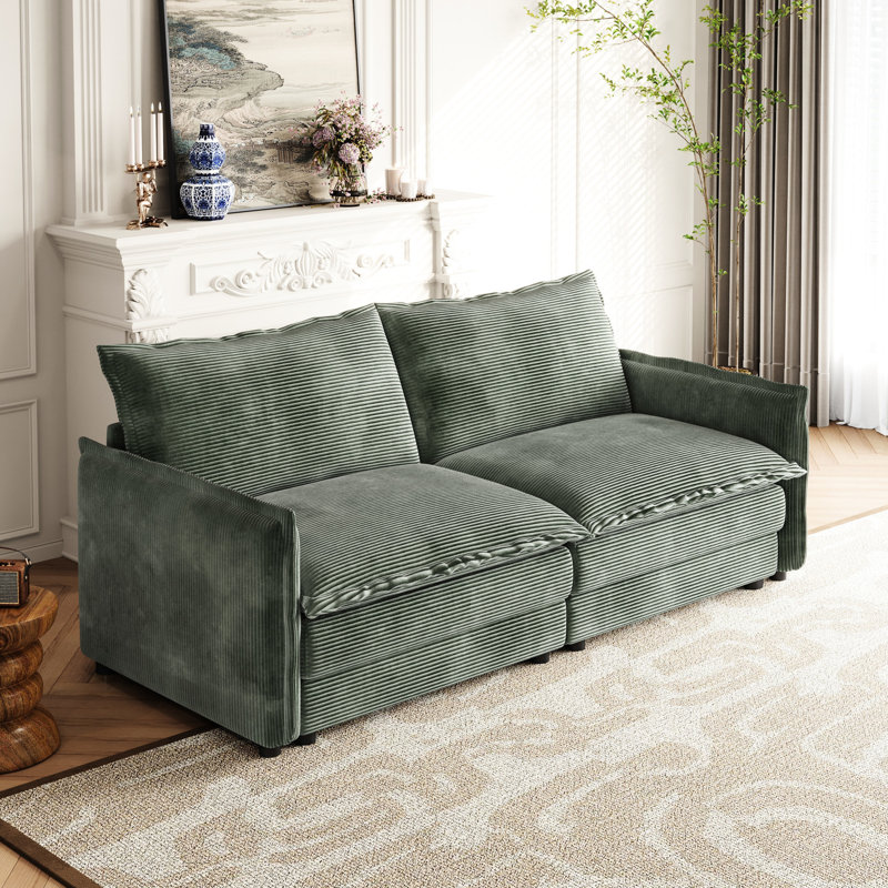 Velours côtelé pour le salon - 2 avec coussins de style canapé, H 30,77 po x l 30,55 po x P 29,63 po, Vert