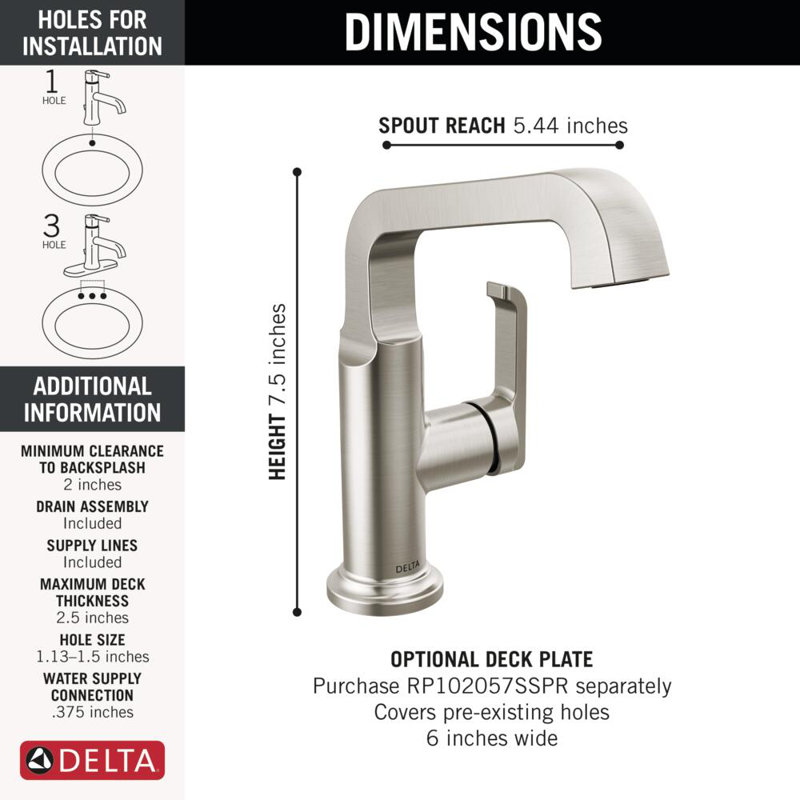 Tetra Single Hole Bathroom Faucet, Single Handle Bathroom Sink Faucet with Drain Assembly, Chrome