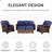 Patio Furniture : Outdoor Sectional With 3 Couch, 2 Single Chairs, Ottomans. Gray-Navy For Lawn, Garden, Backyard. Rust- Steel Structure. Fine Woven . Fade- Cushions Protection. Comfortable High-1022045937