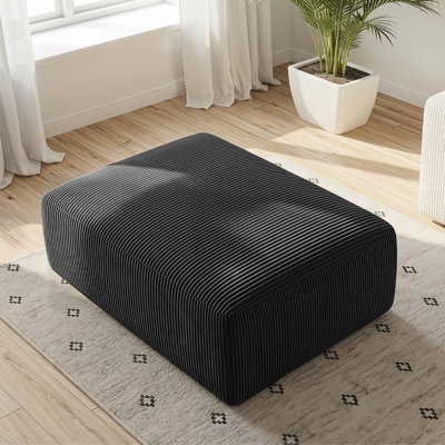 Pouf de compression de 31 po en velours côtelé rectangulaire avec repose-pieds et module modulaire pour canapé modulaire