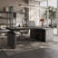 Adjustable Height L-Shaped Faux Marble Standing Desk-1286017738-1286017750