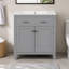 Meuble-lavabo 30 po avec lavabo en céramique, meuble-lavabo simple gris moderne avec 2 portes et une tablette, portes à fermeture douce-868542826