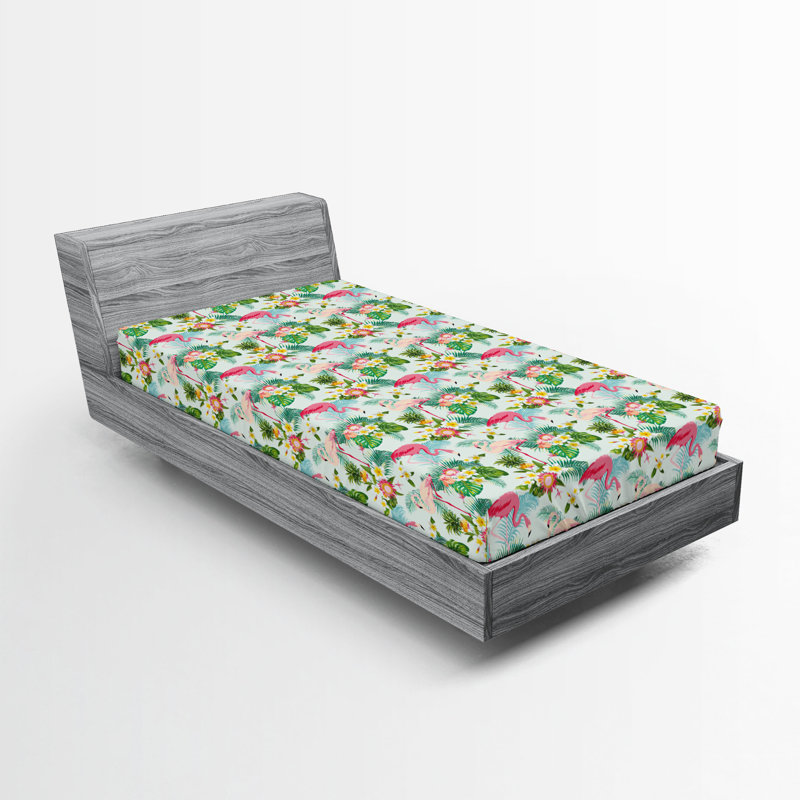 Drap-housse Ambesonne, paquet de 2, Drap-housse simple TG, Floral vert / rose / bleu