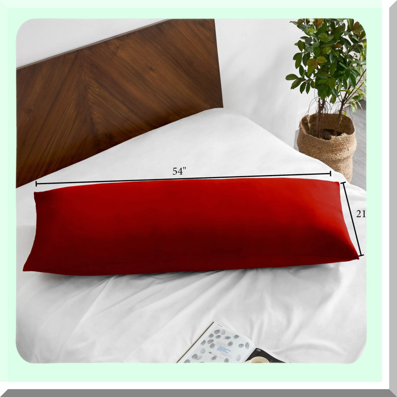CoolMax Body Pillow Cover - Soft Cooling Pillowcase with Zipper Closure for Easy Care - Double Brushed Microfiber - Red Body Pillow Case