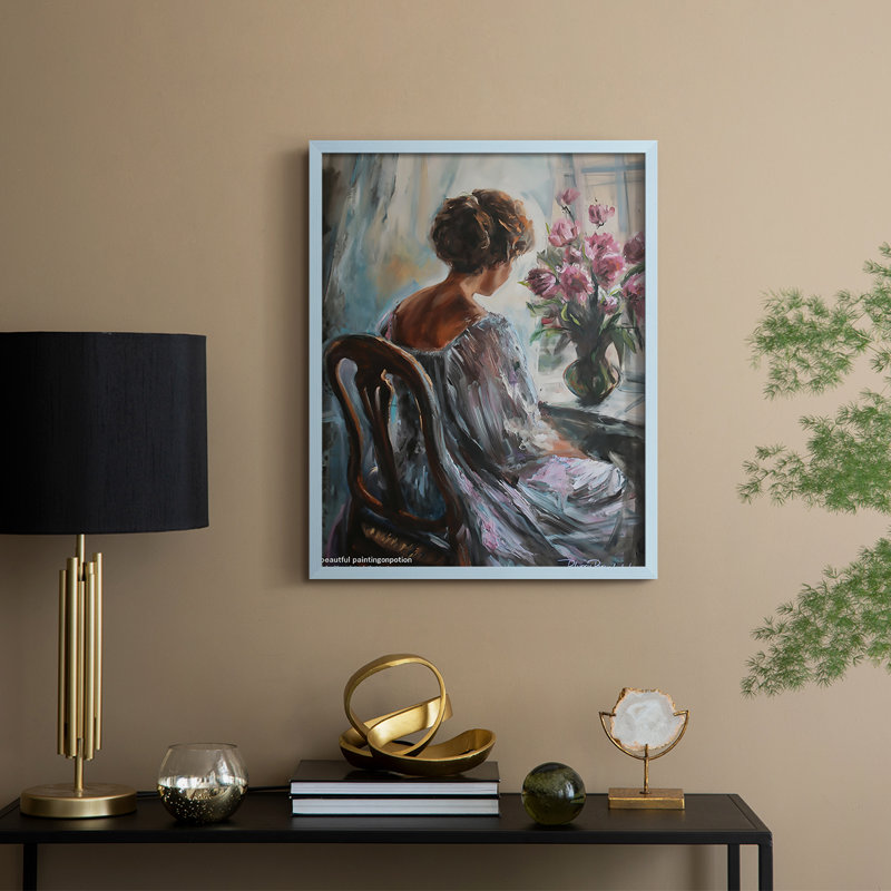 WOMEN Series CCCCXXIV - reproduction encadrée de qualité supérieure - prête à être accrochée - aucun clou requis, Bleu