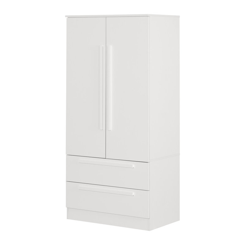 Pure White Contemporary Hinged Door Wardrobe with Drawers