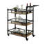 Industrial Style Antique Black Inspired Design Natural Oak 1Pc Serving Cart 3-Tier Server W Wheels