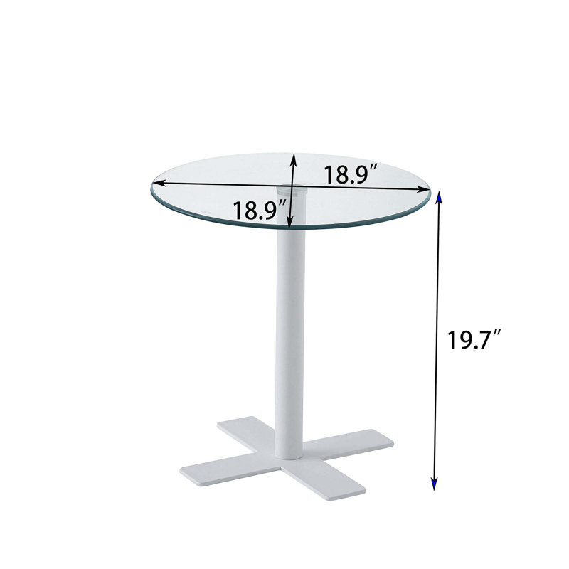 Katsura 18.89'' Glass Top Console Table, Clear, White