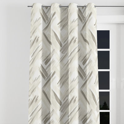 Rideaux à rayures pour chambre à coucher - Rideau à œillets à rayures grises modernes - 1 panneau