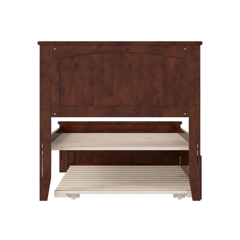  Nantucket Solid Wood Platform Bed with Matching Footboard & Trundle, Twin, Walnut