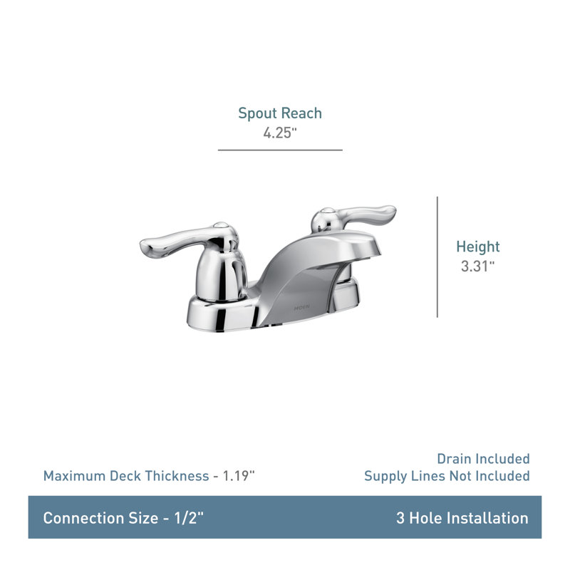 Chateau Centerset Bathroom Faucet with Drain Assembly Less Handles, Brushed Chrome