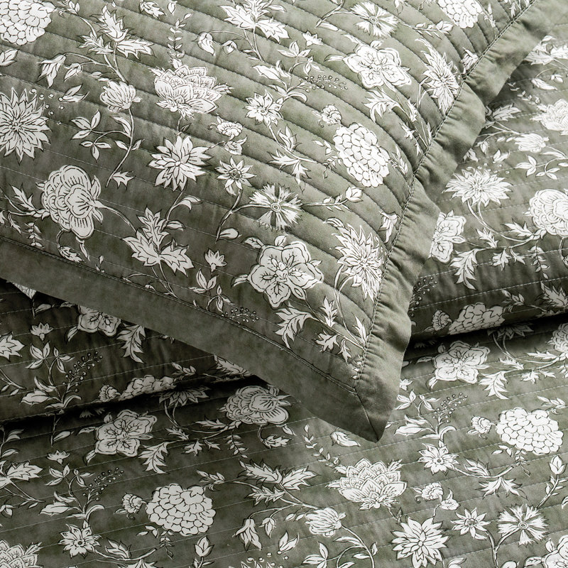 Ensemble de courtepointe réversible 100% coton, couvre-lit léger avec taies d'oreiller certifiées OEKO-TEX, literie de ferme botanique intemporelle pour toutes les saisons