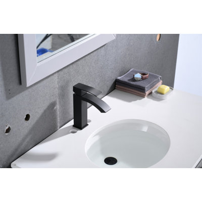 Waterfall Spout Bathroom Sink Single Handle Faucet With Pop-Up Drain (With Overflow)