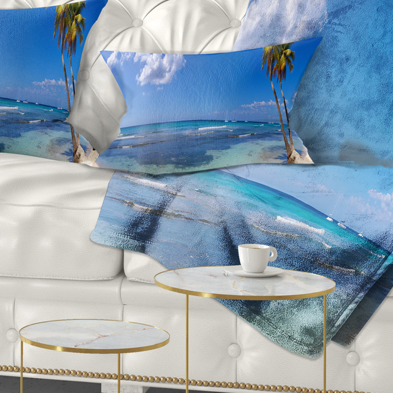 Landscape Paradise Beach Panorama - Sea & Shore Printed Throw Pillow