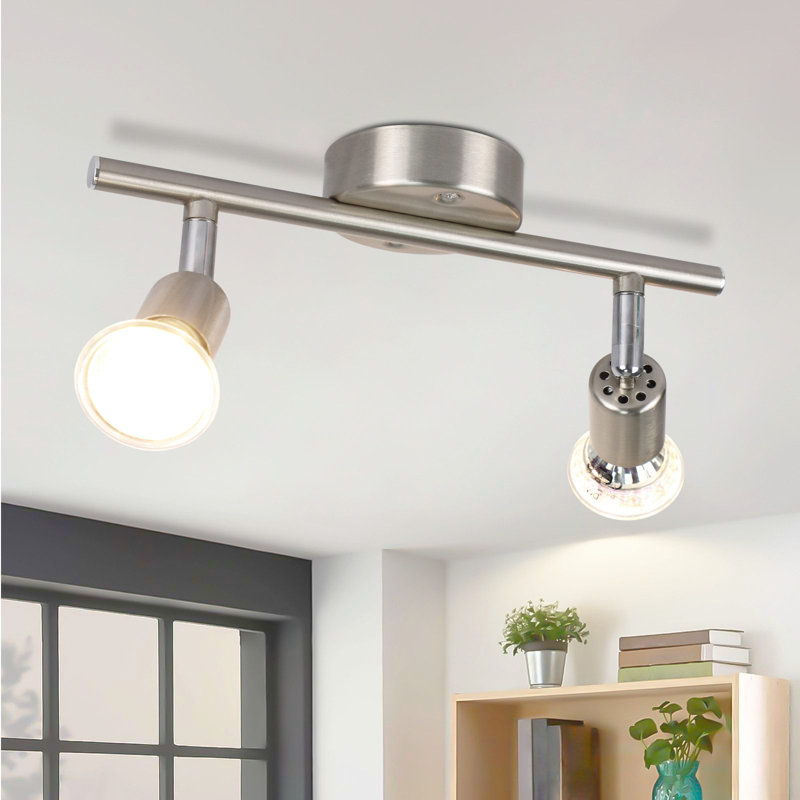 LED Ceiling Spotlight Swiveling GU10 2-Flame Ceiling Spotlights Industrial Living Room, Silver