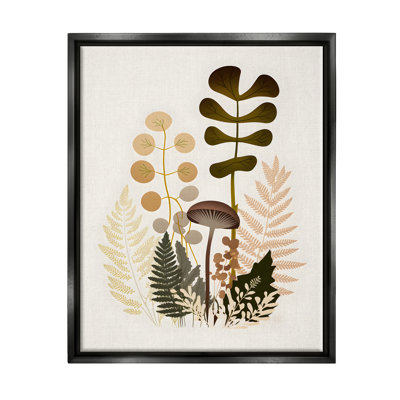 «Neutral Forest Botanicals», art mural encadré flottant par Petals Prints Design