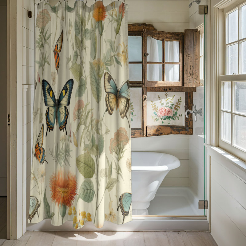Garden Flutter - Rideau de douche Premium, H 74 po x l 71 po