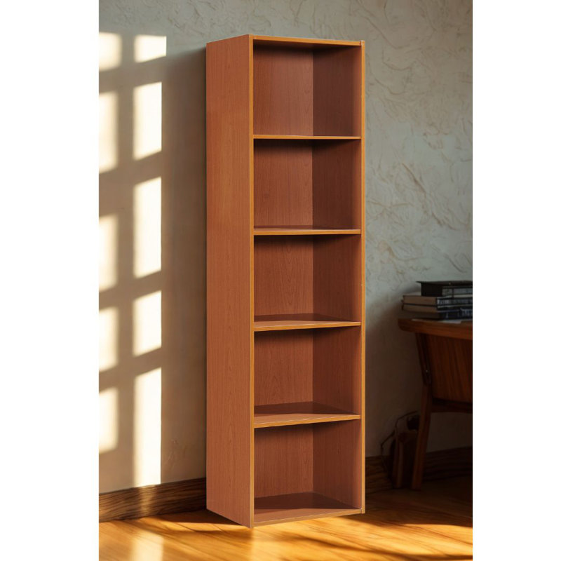 Bibliothèque haute avec rangement ouvert pour la maison ou le bureau, (5 tablettes) H 59 po x l 15,9 po x P 11,7 po, Cerisier