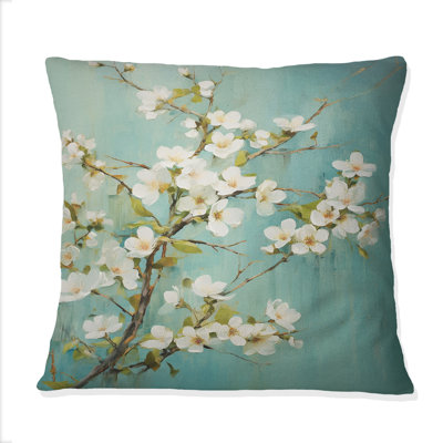 Apple Blossom Monochromatic Elegance XXI - Apple Blossom Printed Throw Pillow
