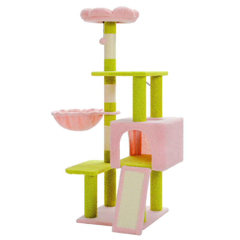 Erlene 47.3'' H Cat Tree, Green/Pink