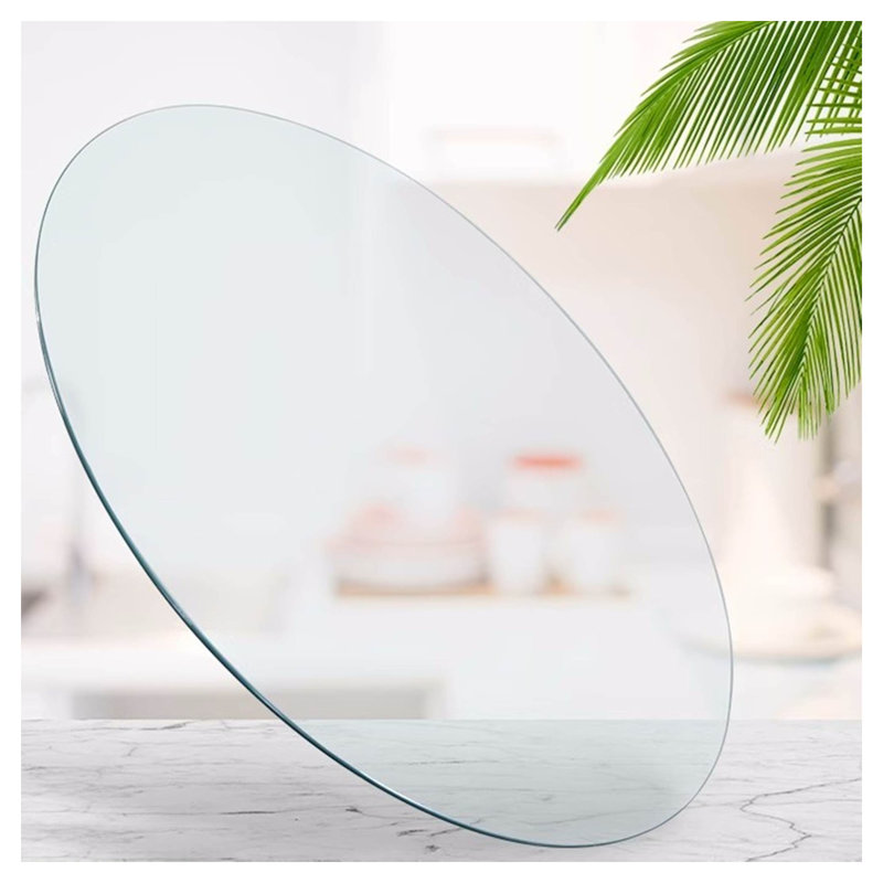 Plateau de table rond en verre trempé 36,02 po, surface de remplacement transparente de 0,28 po d'épaisseur