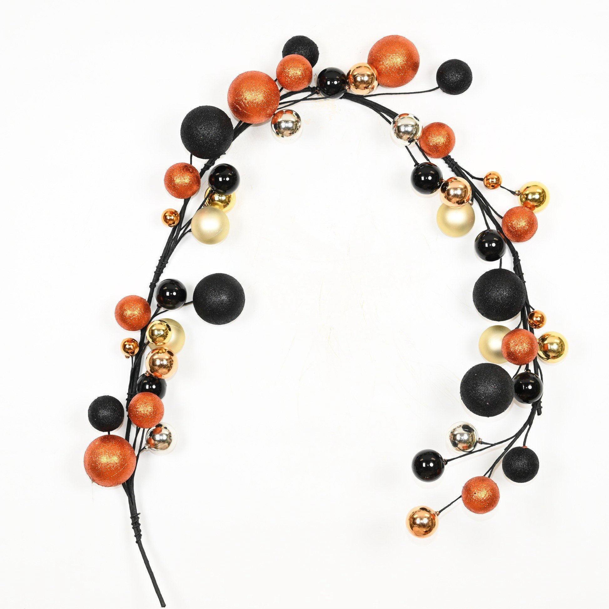 The Holiday Aisle® 6 FT Artificial Fall Autumn Ball Ornament Thanksgiving Harvest Halloween Garland With Long Stem Indoor Fireplace Mantel Wall Festival Party Decoration | Wayfair