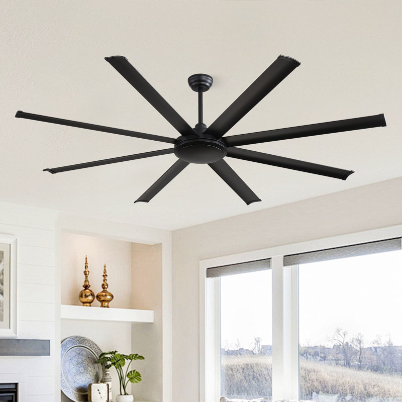 Ventilateur de plafond 80 po 8 pales avec télécommande, Noir