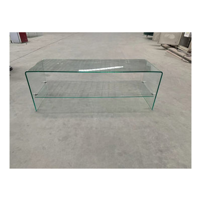 Clear Glass TV Table, Tempered Clear Glass TV Stand For Living Room