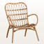Chaise avec accoudoirs en rotin brun Bejof de style bohémien, H 33,19 po x l 28,38 po x P 30,83 po