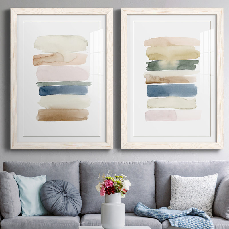 Helouisa - Ensemble de 2 peintures encadrées, Cadre blanc, H 20 po x l 17 po x P 1 po