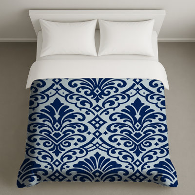 Housses de couette à motif damassé bleu