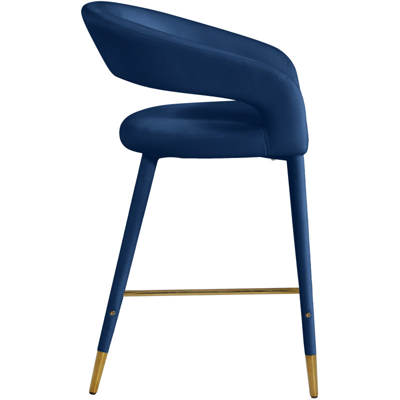 Tabouret de comptoir 26,5 po Destiny, Velours, Marine